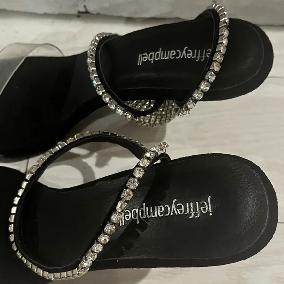 Jeffrey Campbell The Hustle Sandal In Black Suede Silver. Glamour Revolve Size 8 - Picture 6 of 8